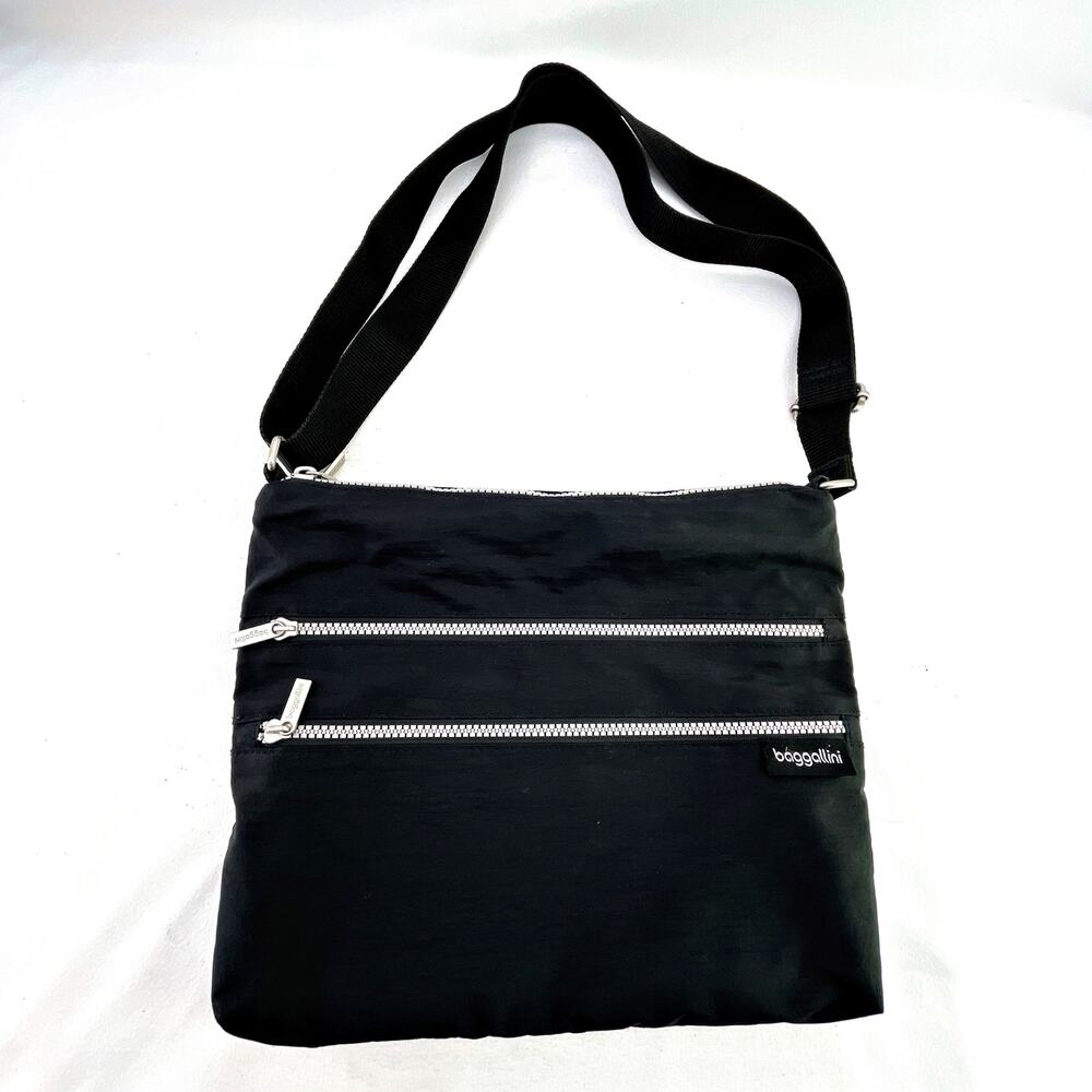 Baggallini Black Adjustable Shoulder Crossbody Multi Compartment Bag 10x12